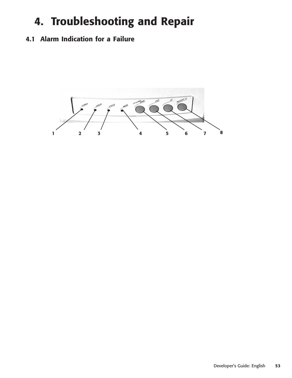 Troubleshooting and repair, 1 alarm indication for a failure, Troubleshooting and repair 3 | Oki POS 425S User Manual | Page 53 / 133