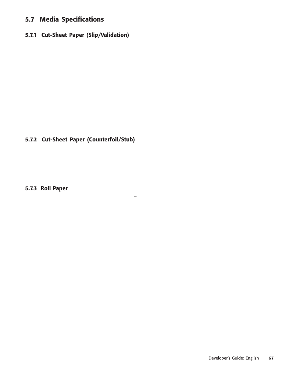 7 media specifications, 1 cut-sheet paper (slip/validation), 2 cut-sheet paper (counterfoil/stub) | 3 roll paper | Oki POS 425S User Manual | Page 67 / 133