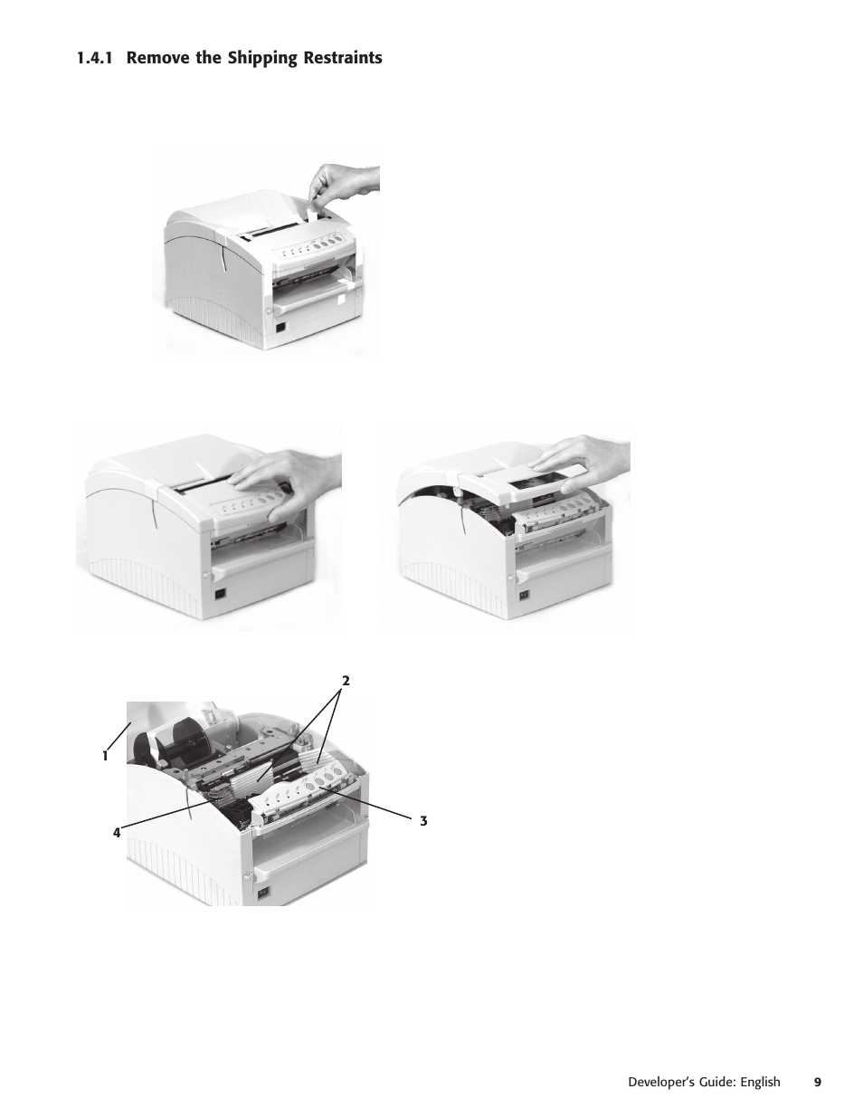 1 remove the shipping restraints | Oki POS 425S User Manual | Page 9 / 133
