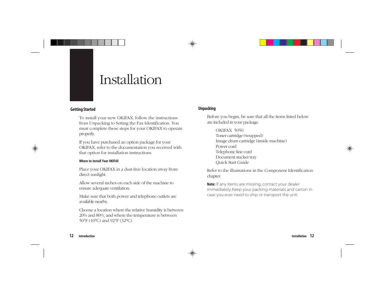 Installation | Oki FAX 5050 User Manual | Page 24 / 98