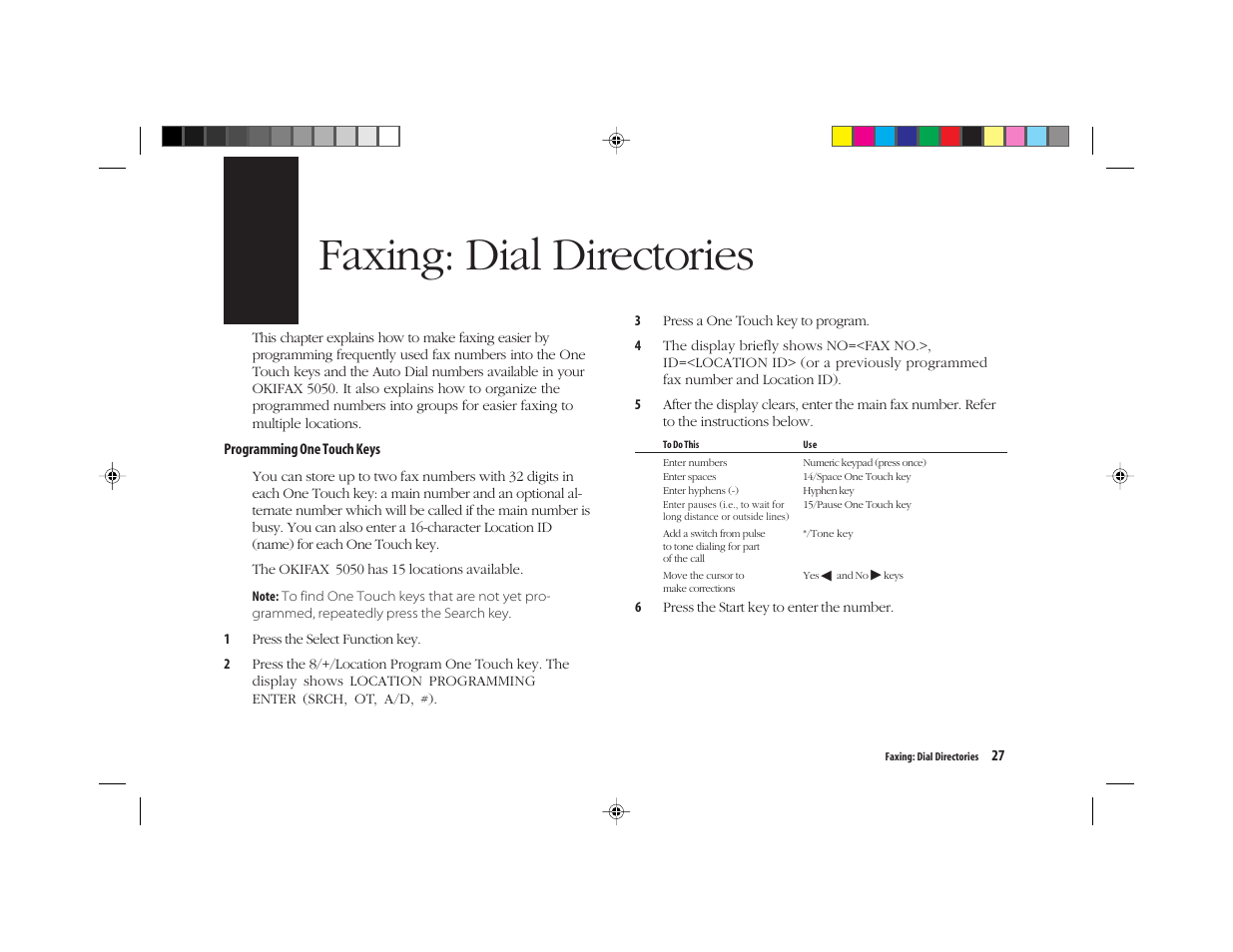 Faxing: dial directories | Oki FAX 5050 User Manual | Page 39 / 98