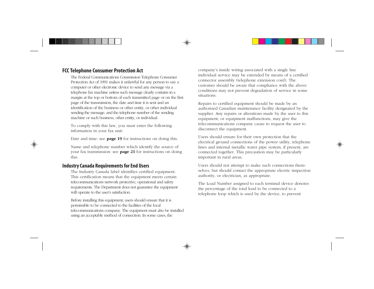 Fcc telephone consumer protection act, Industry canada requirements for end users | Oki FAX 5050 User Manual | Page 4 / 98