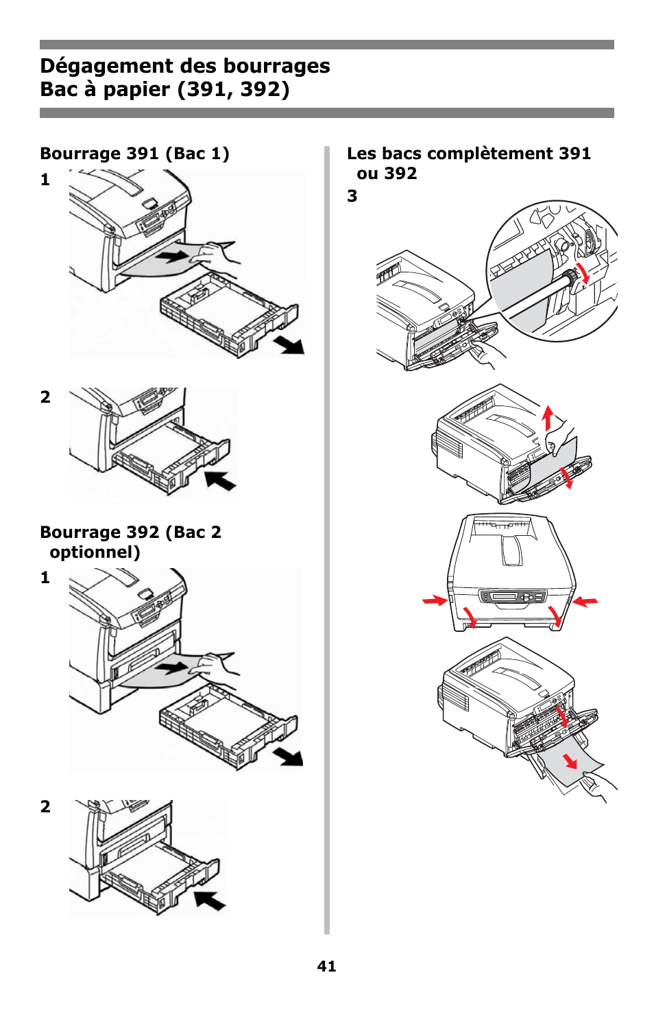 Bac à papier (391, 392) | Oki C8800 User Manual | Page 41 / 87