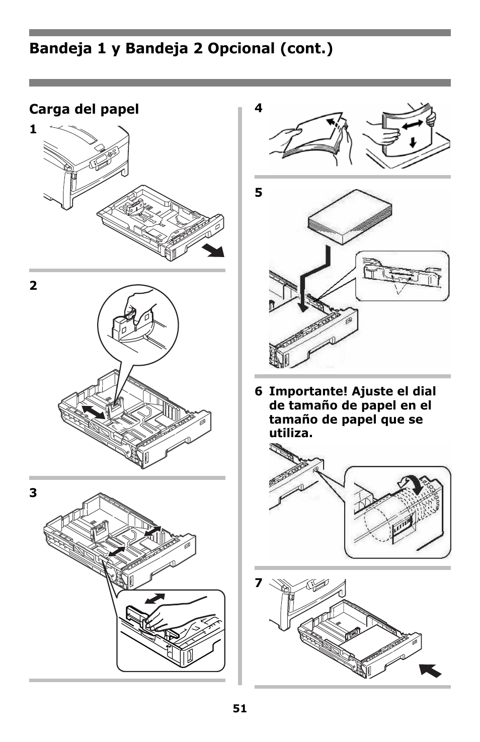 Bandeja 1 y bandeja 2 opcional (cont.) | Oki C8800 User Manual | Page 51 / 87