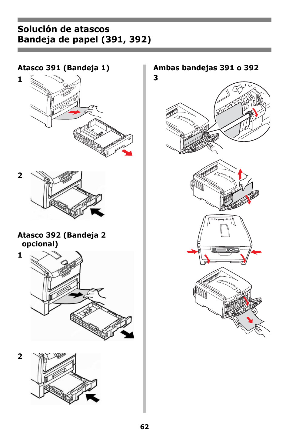 Bandeja de papel (391, 392) | Oki C8800 User Manual | Page 62 / 87