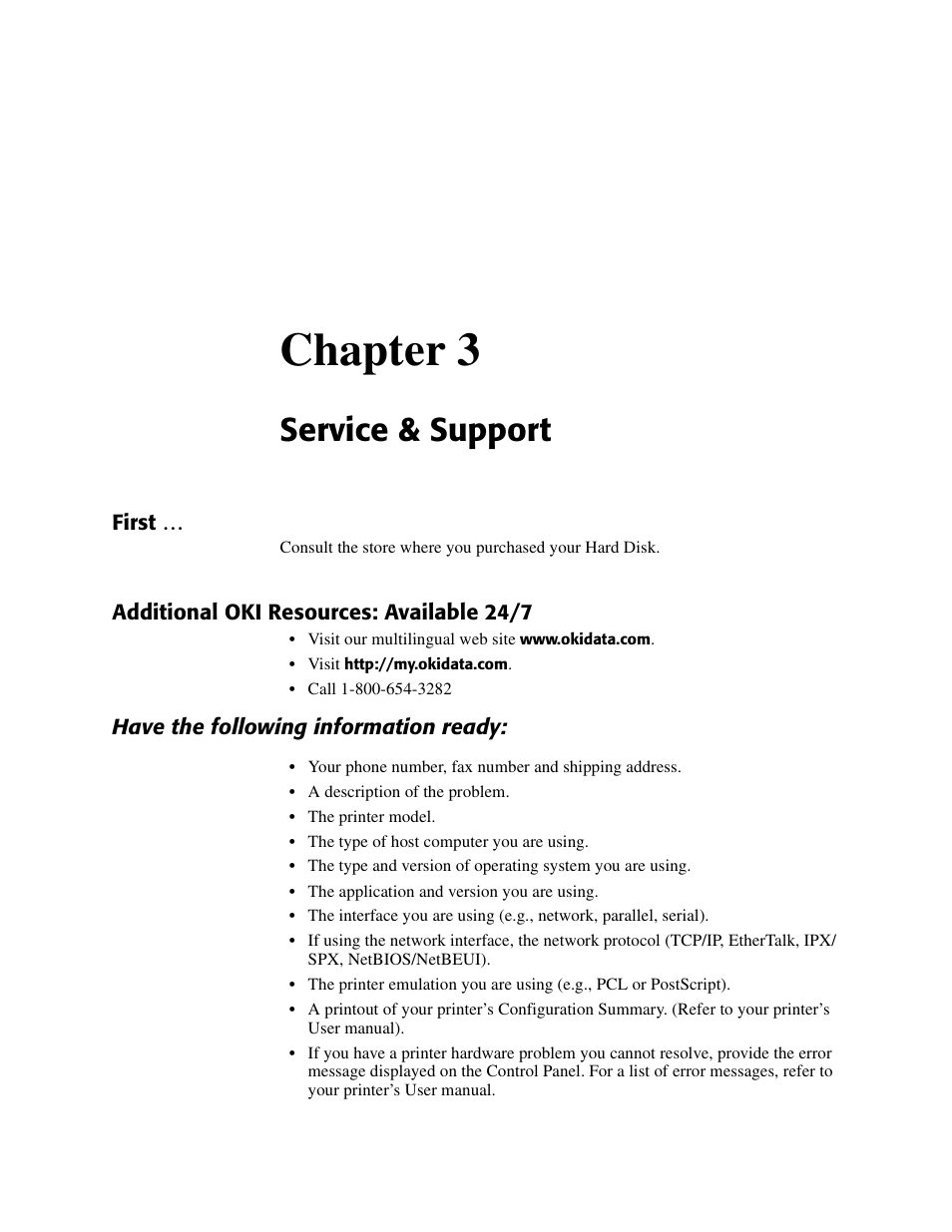 Chapter 3, Service & support | Oki B 6100 User Manual | Page 17 / 18