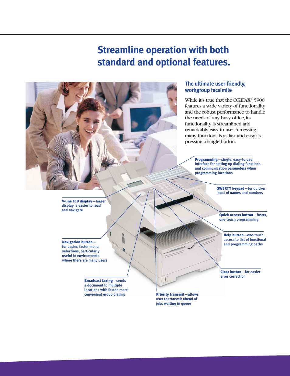 The ultimate user-friendly, workgroup facsimile | Oki 5900 User Manual | Page 2 / 4