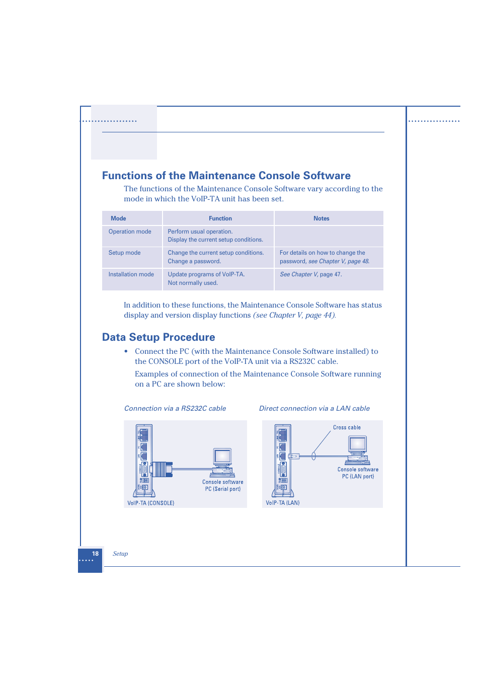 Functions of the maintenance console software, Data setup procedure | Oki 1.2 User Manual | Page 26 / 60