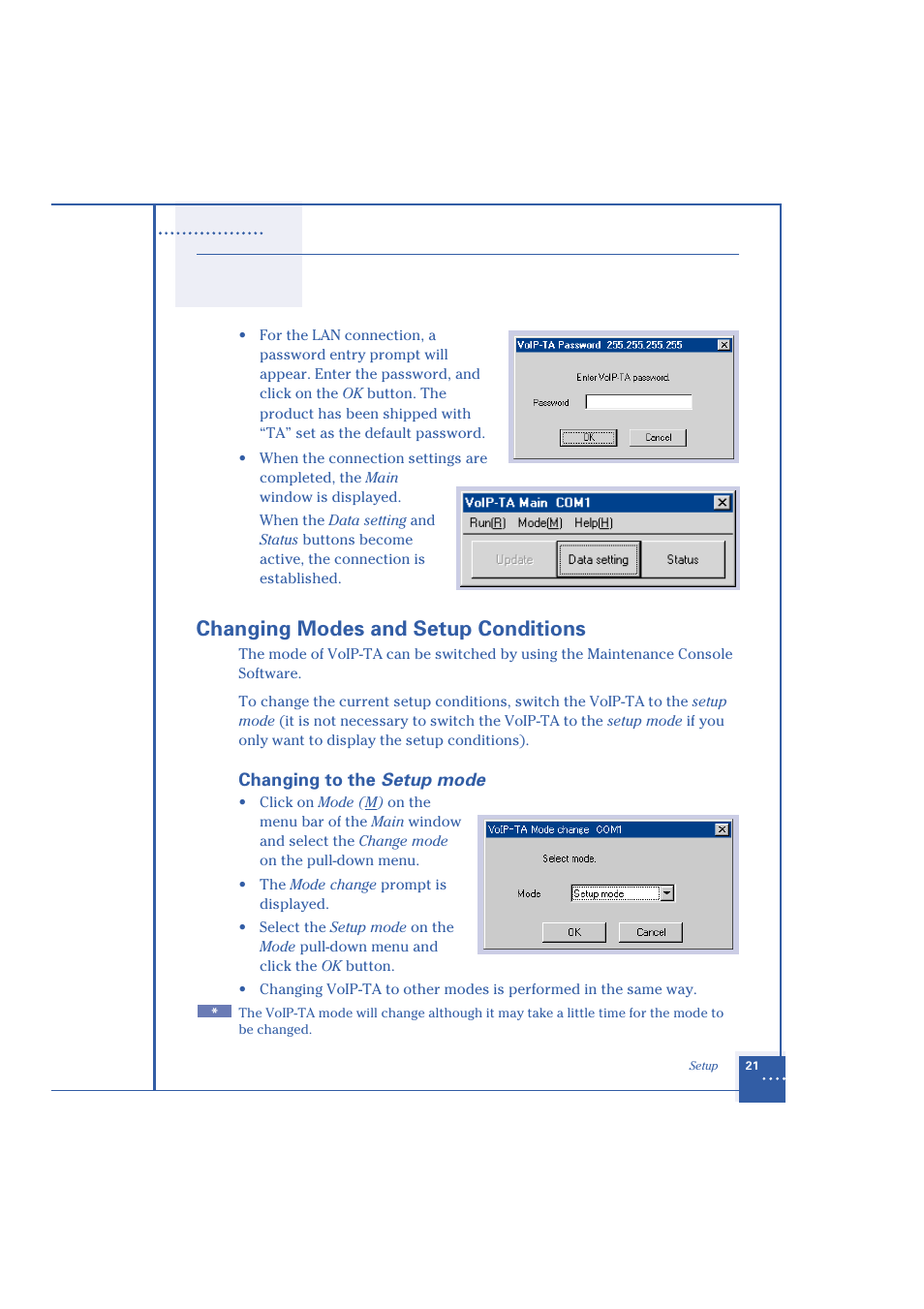 Changing modes and setup conditions | Oki 1.2 User Manual | Page 29 / 60