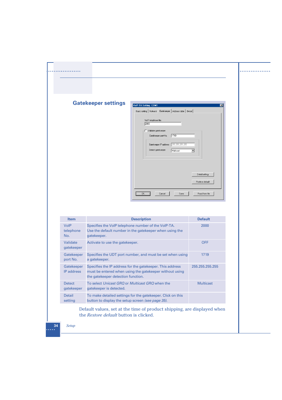 Gatekeeper settings | Oki 1.2 User Manual | Page 42 / 60