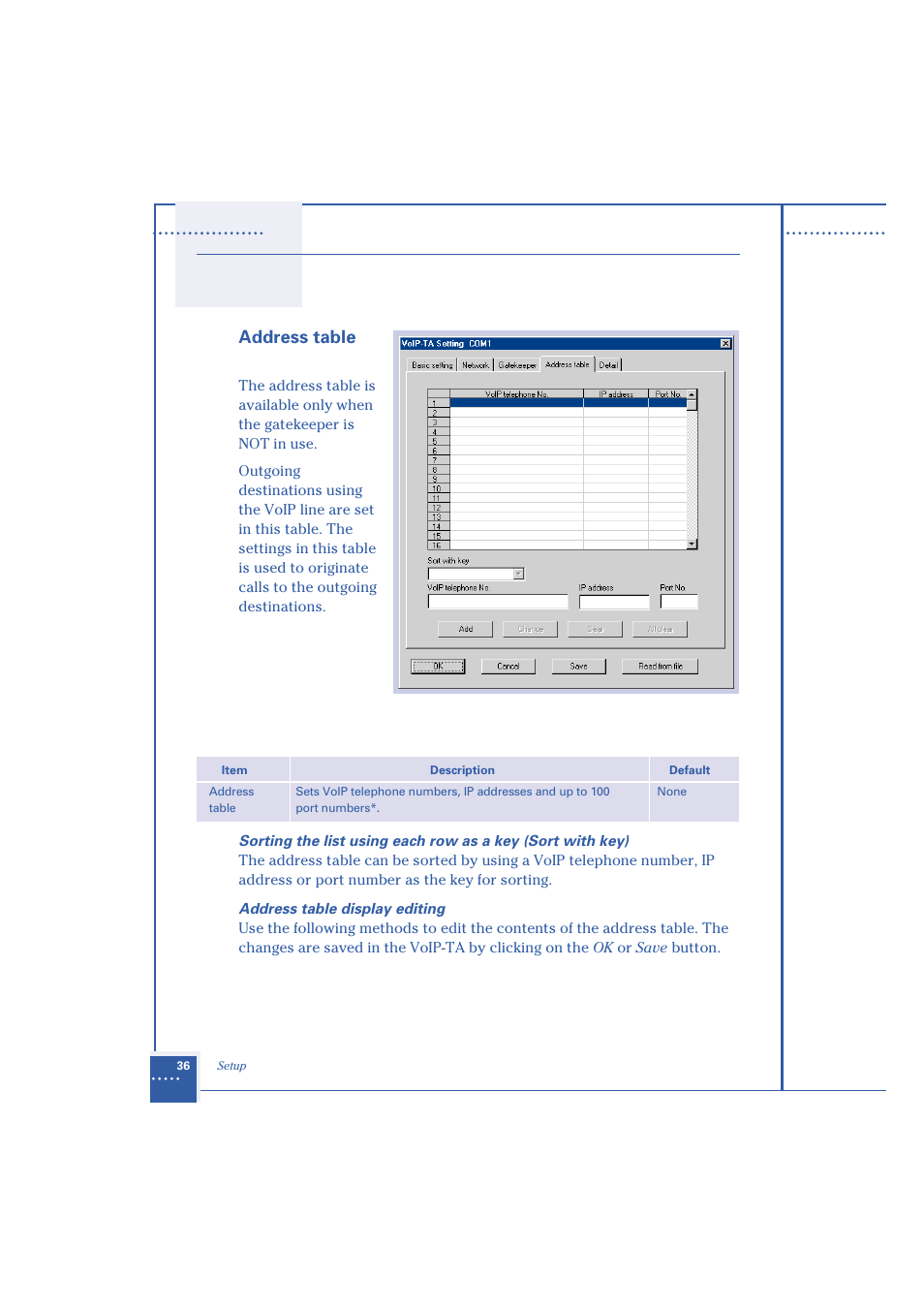 Address table | Oki 1.2 User Manual | Page 44 / 60