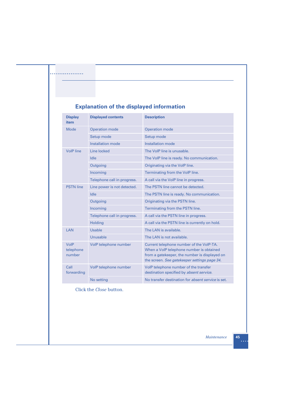 Explanation of the displayed information | Oki 1.2 User Manual | Page 53 / 60