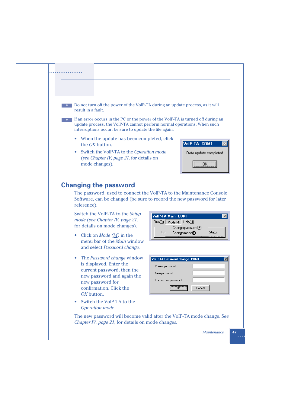 Changing the password | Oki 1.2 User Manual | Page 55 / 60