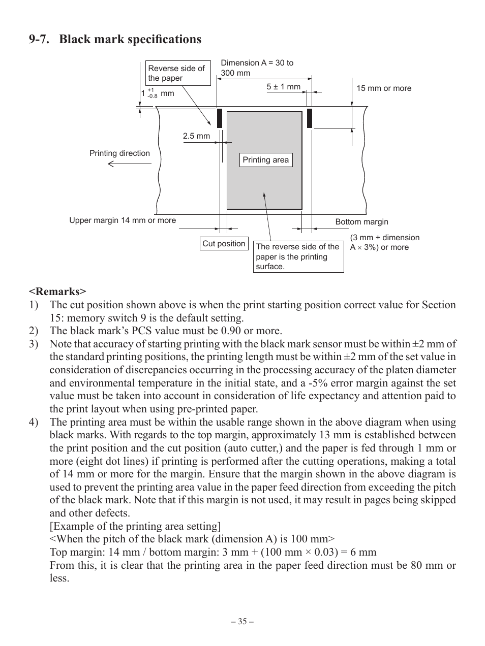 7. black mark specifications | Oki RT322POS User Manual | Page 39 / 60