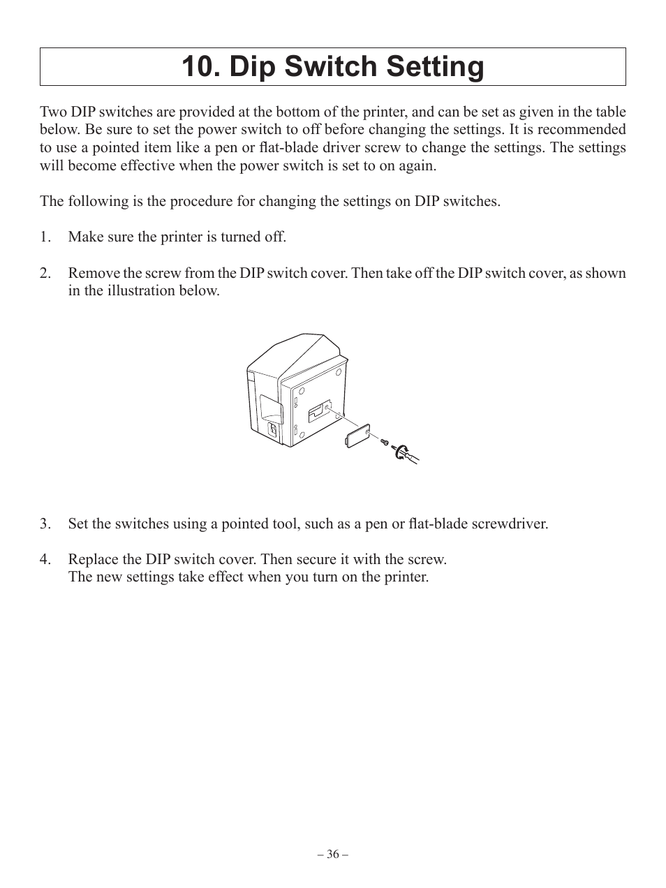 Dip switch setting | Oki RT322POS User Manual | Page 40 / 60