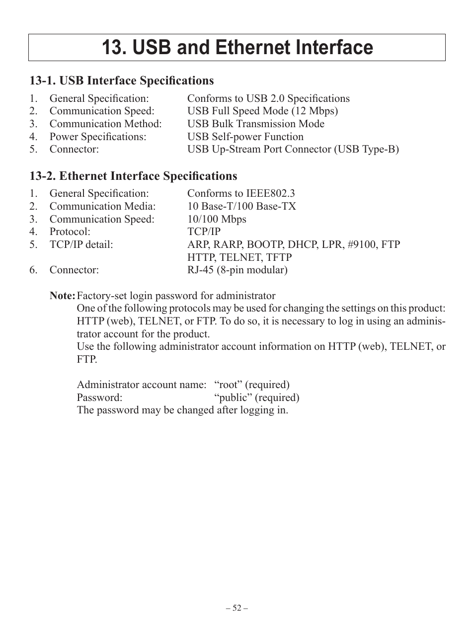 Usb and ethernet interface | Oki RT322POS User Manual | Page 56 / 60