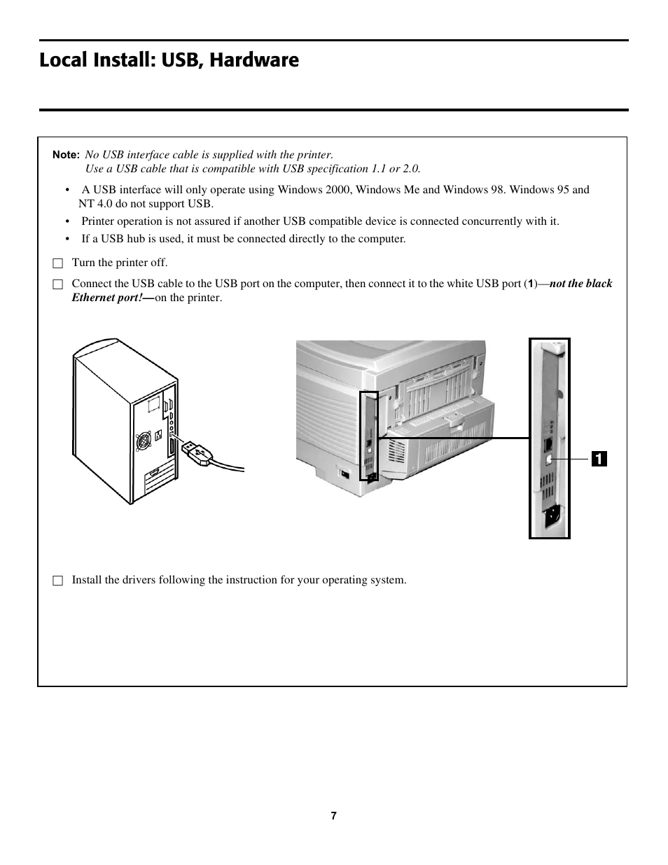 Local install: usb, hardware | Oki C5100 58357102 User Manual | Page 7 / 12