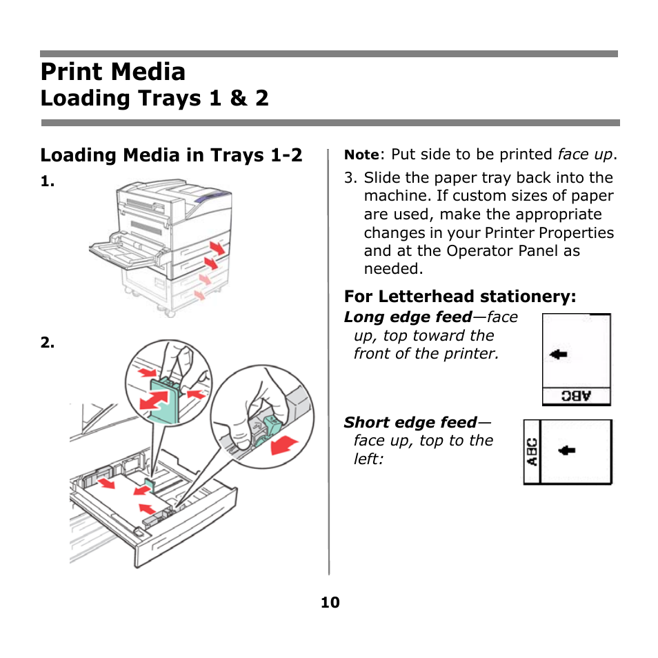 Print media, Loading trays 1 & 2 | Oki B930n User Manual | Page 10 / 155