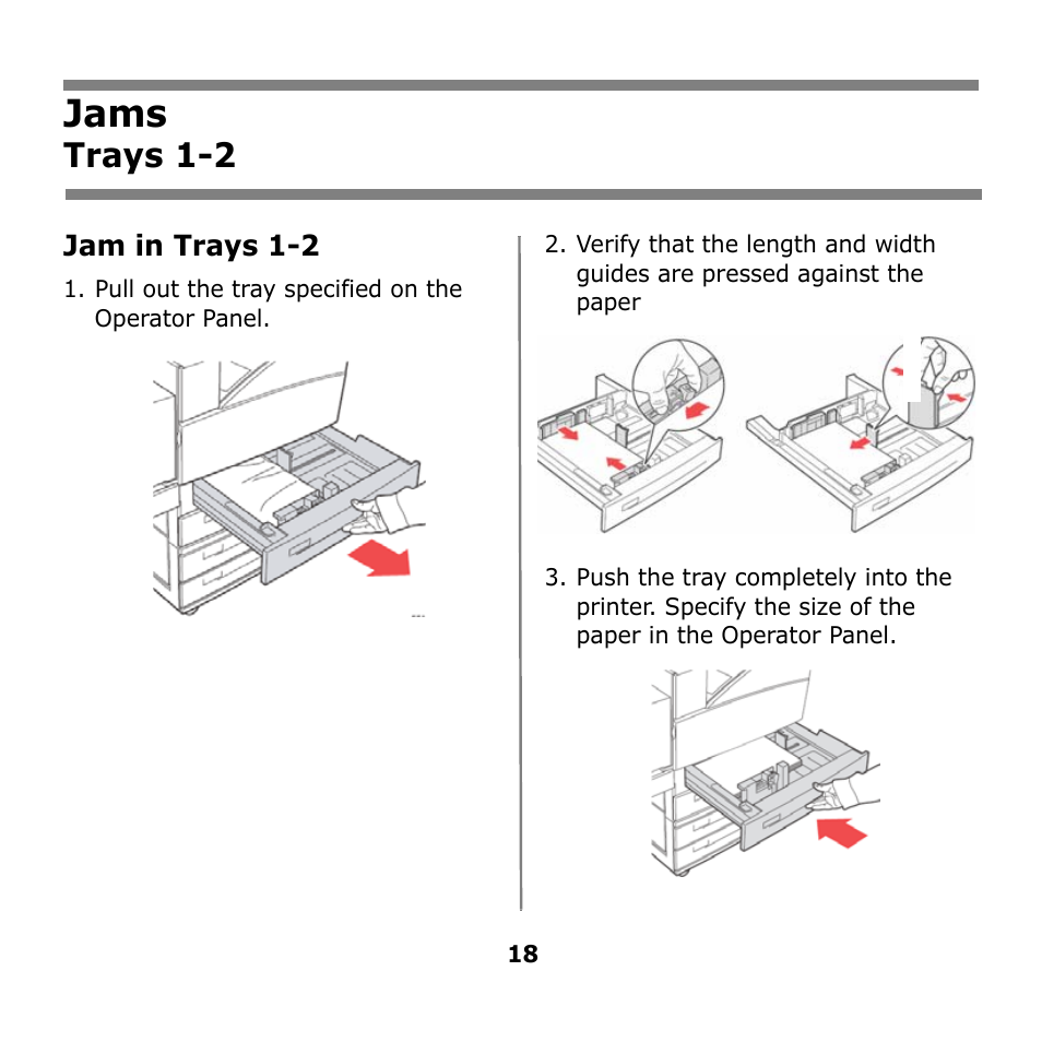 Trays 1-2, Jams | Oki B930n User Manual | Page 18 / 155