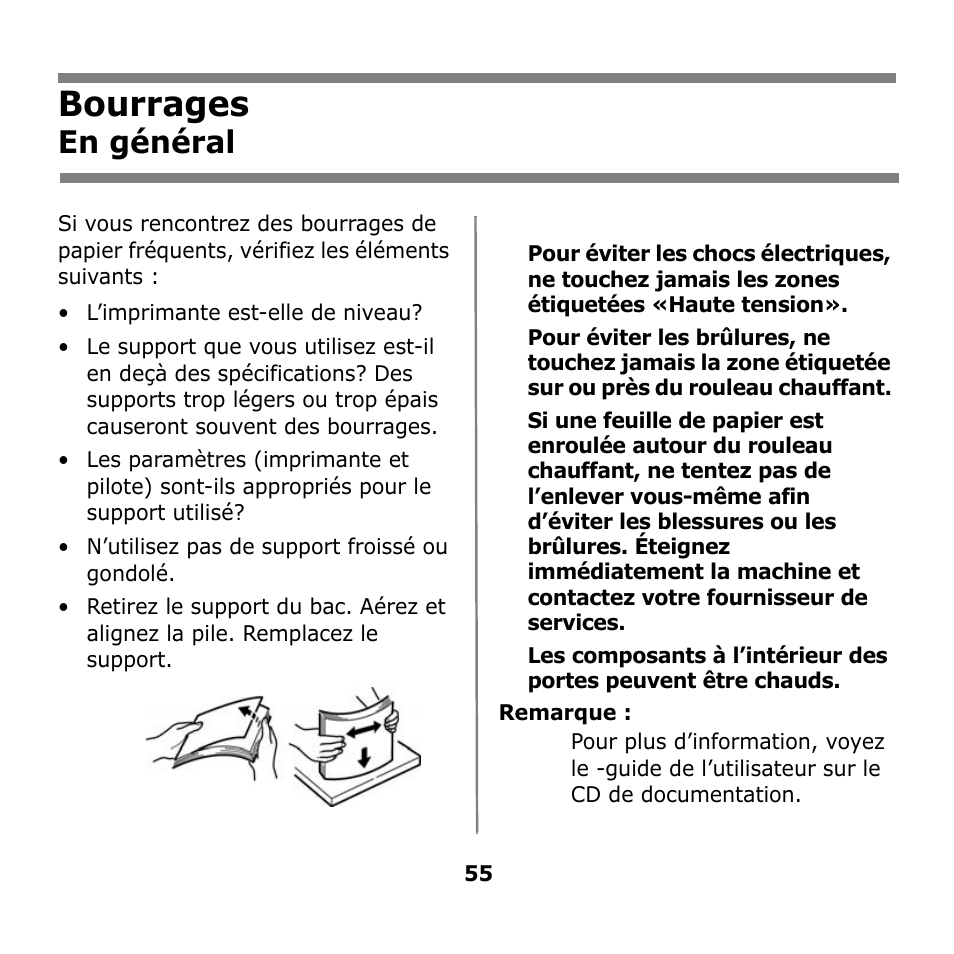 Bourrages, En général | Oki B930n User Manual | Page 55 / 155