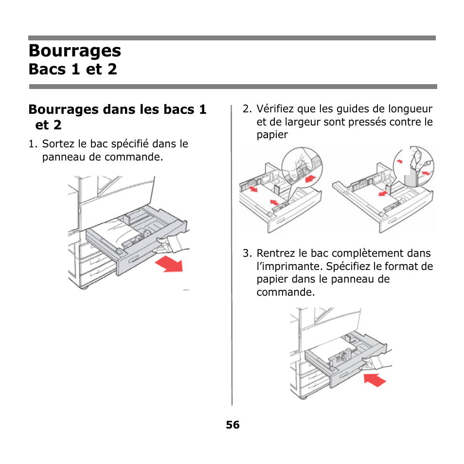 Bacs 1 et 2, Bourrages | Oki B930n User Manual | Page 56 / 155
