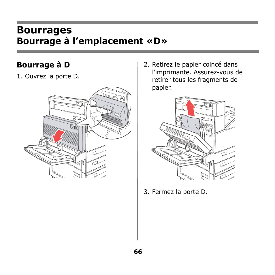 Bourrages, Bourrage à l’emplacement «d | Oki B930n User Manual | Page 66 / 155