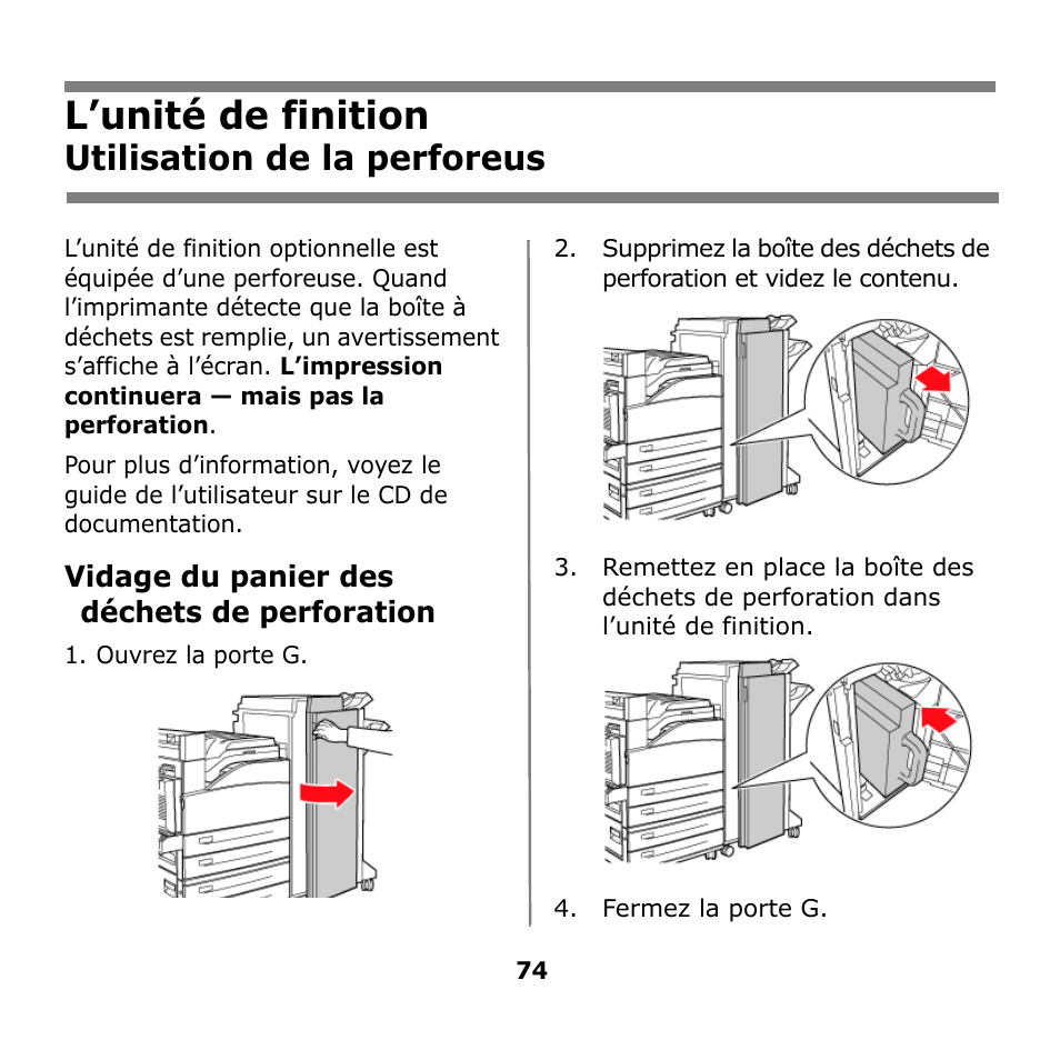 L’unité de finition, Utilisation de la perforeus | Oki B930n User Manual | Page 74 / 155