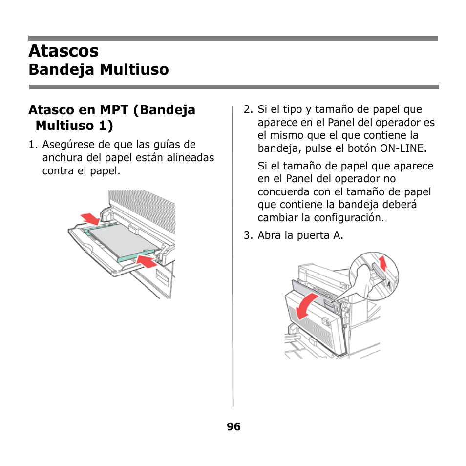 Bandeja multiuso, Atascos | Oki B930n User Manual | Page 96 / 155
