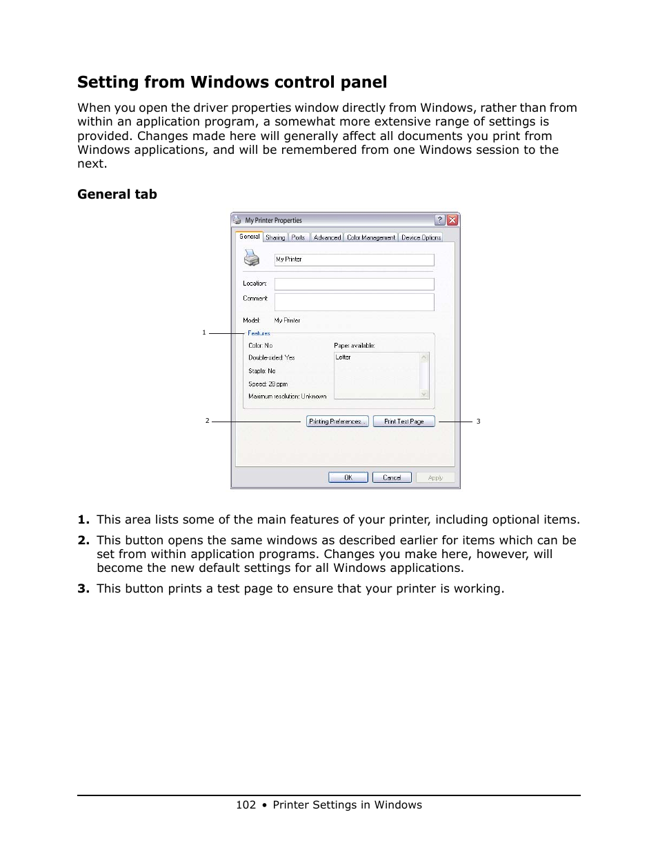 Setting from windows control panel | Oki MB 460 User Manual | Page 102 / 179