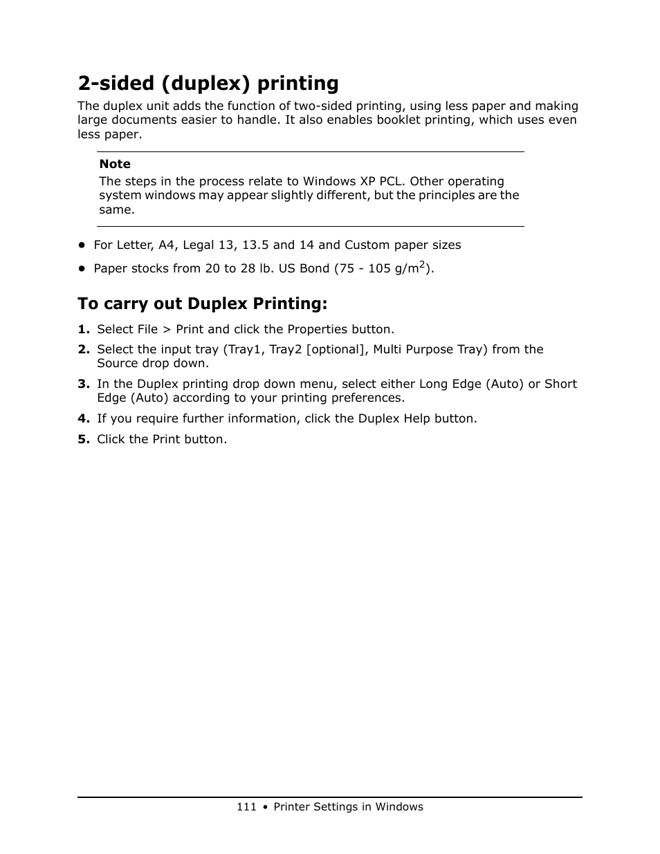 Sided (duplex) printing, To carry out duplex printing | Oki MB 460 User Manual | Page 111 / 179