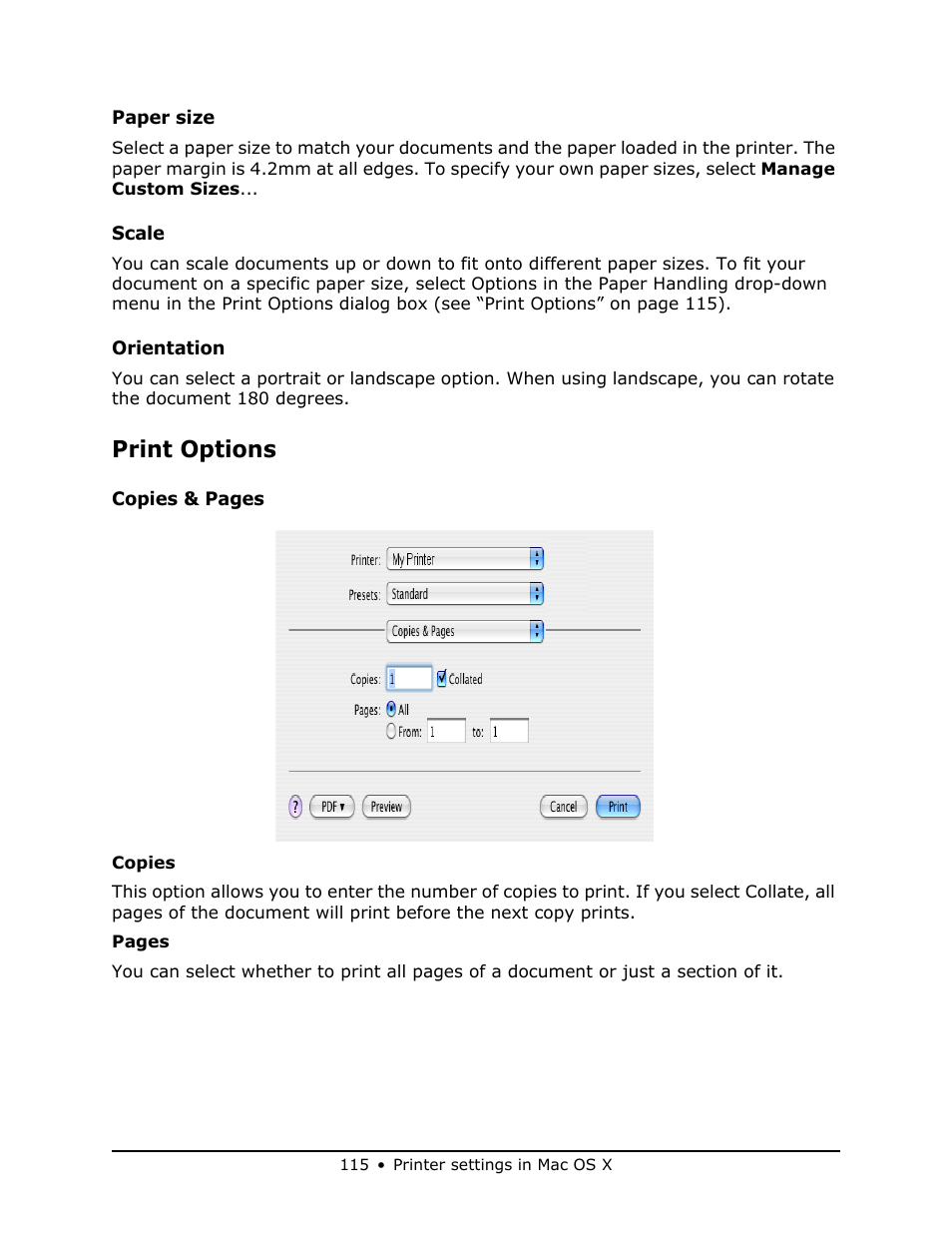 Print options | Oki MB 460 User Manual | Page 115 / 179