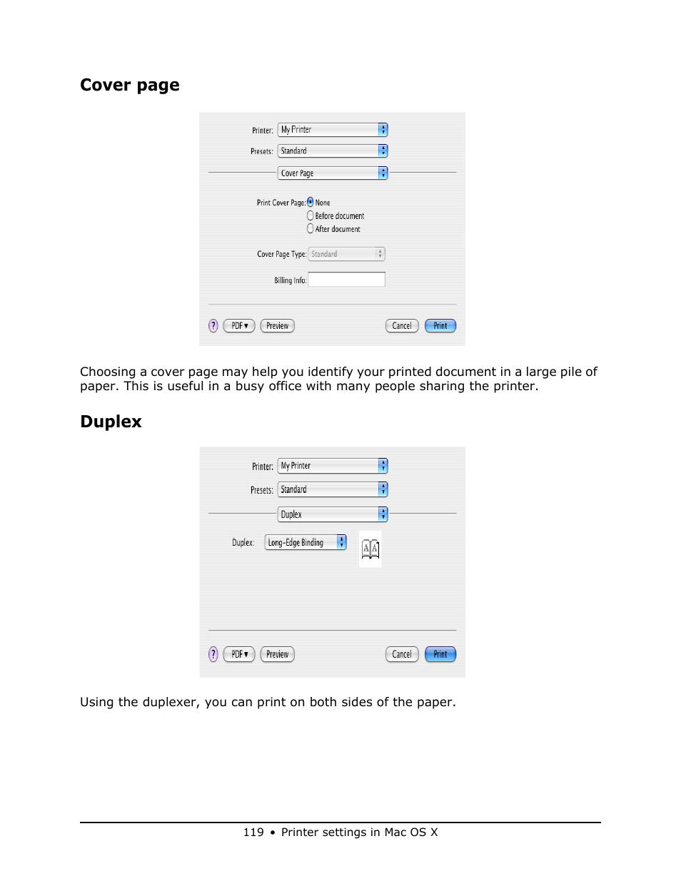Duplex, Cover page | Oki MB 460 User Manual | Page 119 / 179