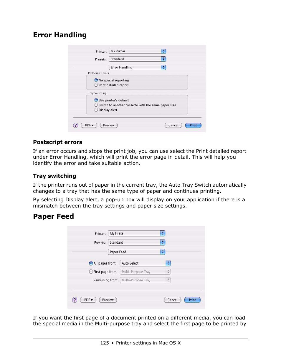 Error handling, Paper feed | Oki MB 460 User Manual | Page 125 / 179