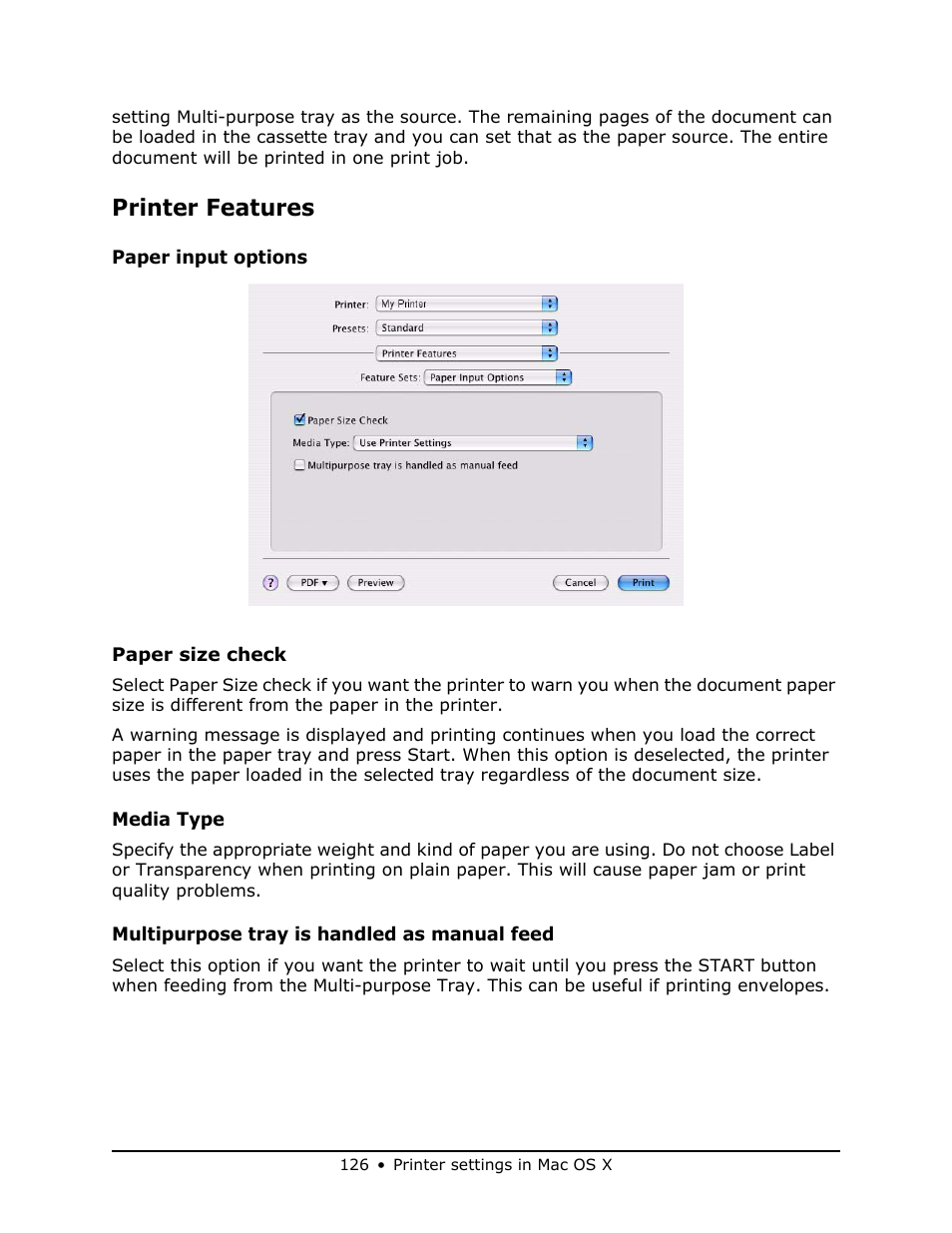 Printer features | Oki MB 460 User Manual | Page 126 / 179