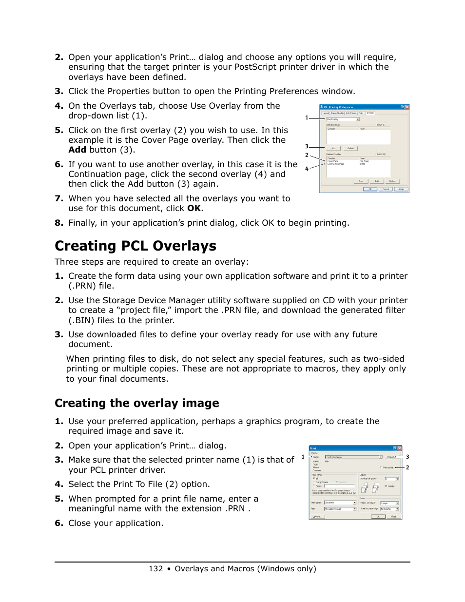 Creating pcl overlays, Creating the overlay image | Oki MB 460 User Manual | Page 132 / 179