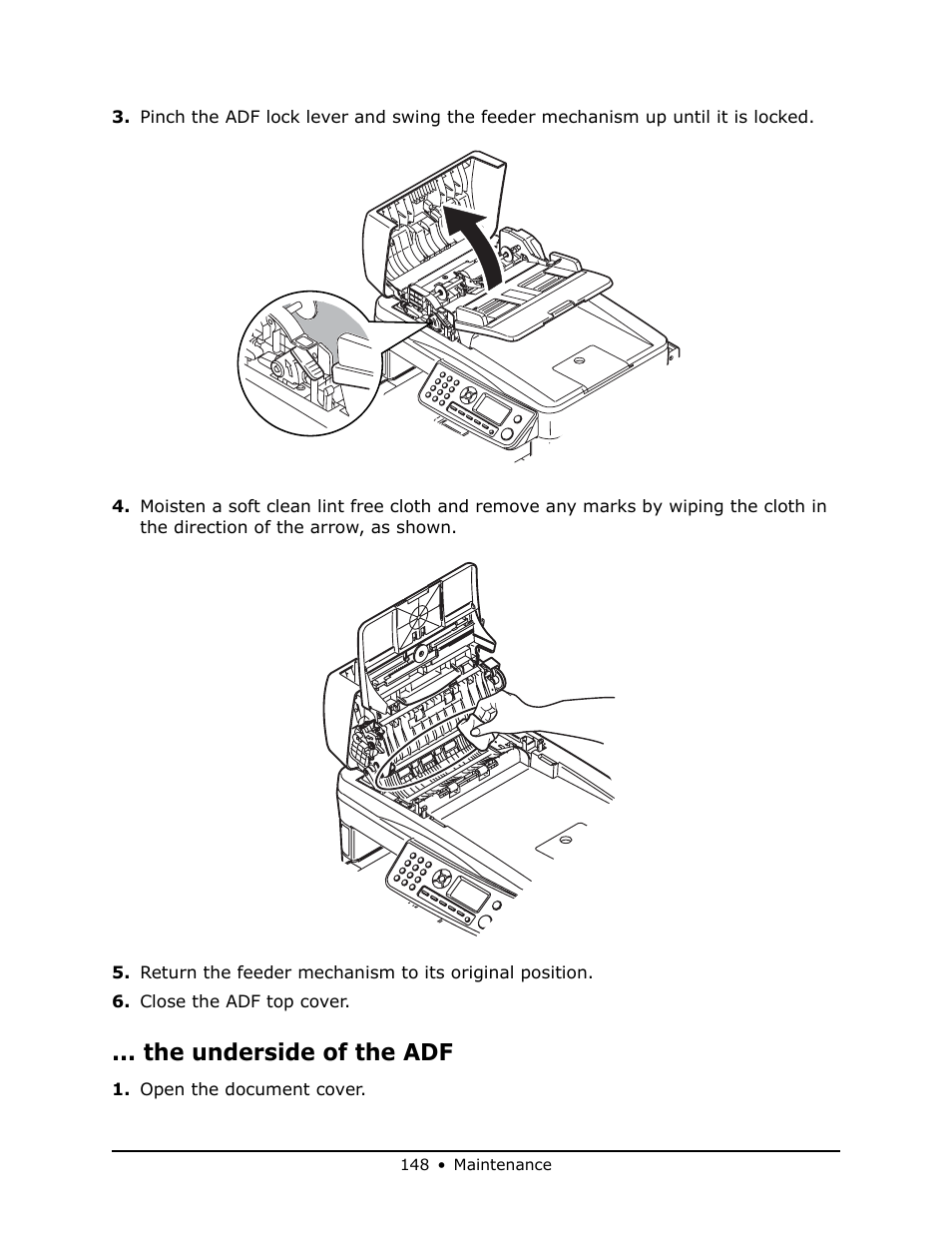 The underside of the adf | Oki MB 460 User Manual | Page 148 / 179