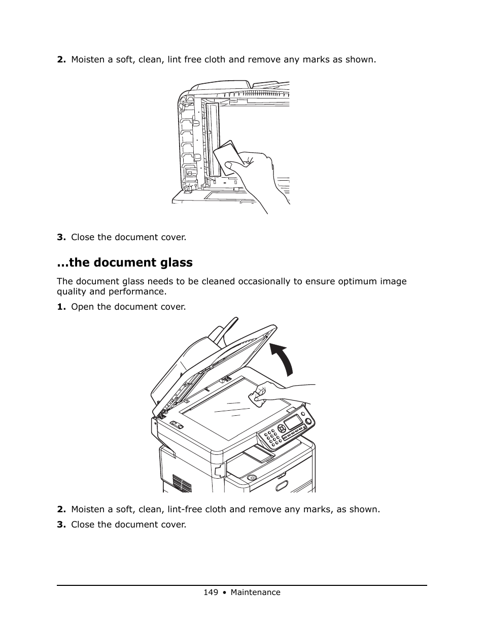 The document glass | Oki MB 460 User Manual | Page 149 / 179