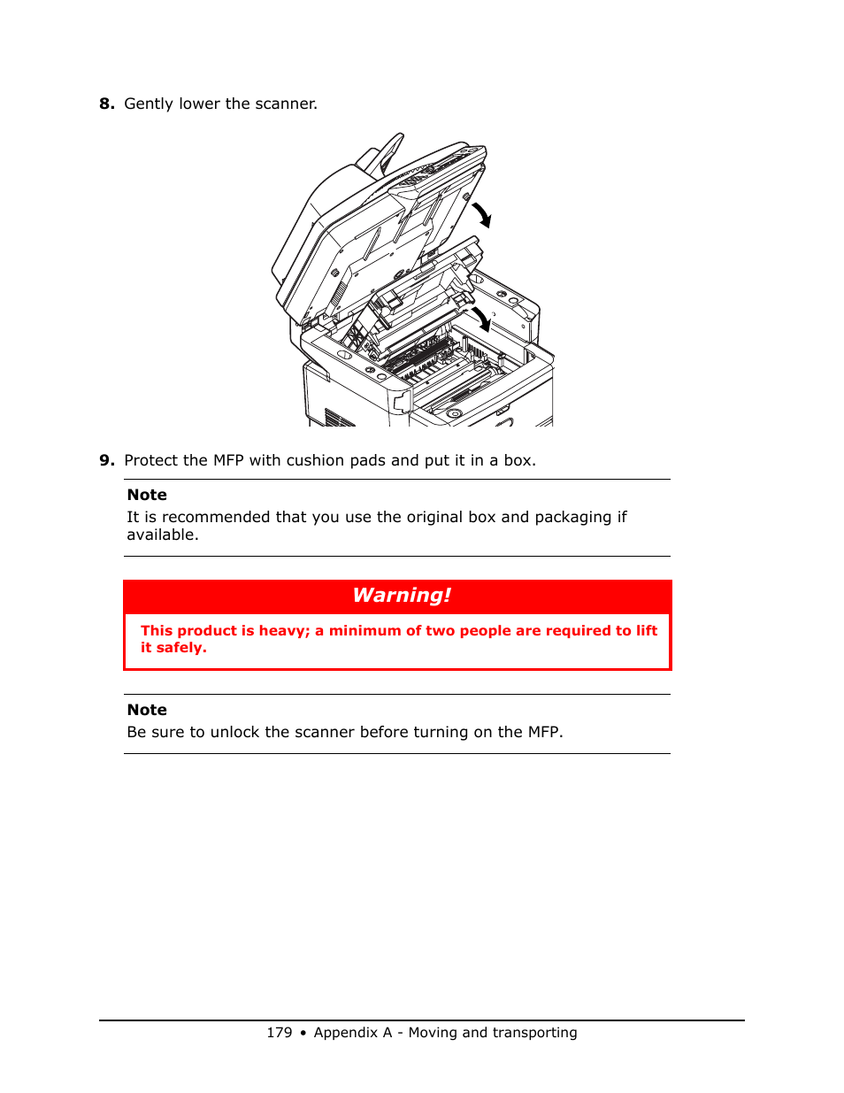 Warning | Oki MB 460 User Manual | Page 179 / 179