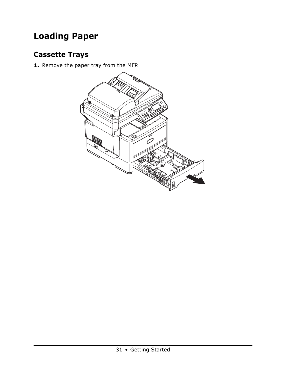 Loading paper, Cassette trays | Oki MB 460 User Manual | Page 31 / 179