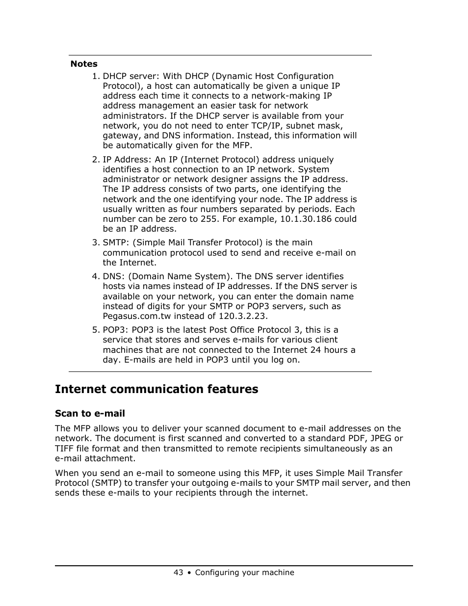Internet communication features | Oki MB 460 User Manual | Page 43 / 179
