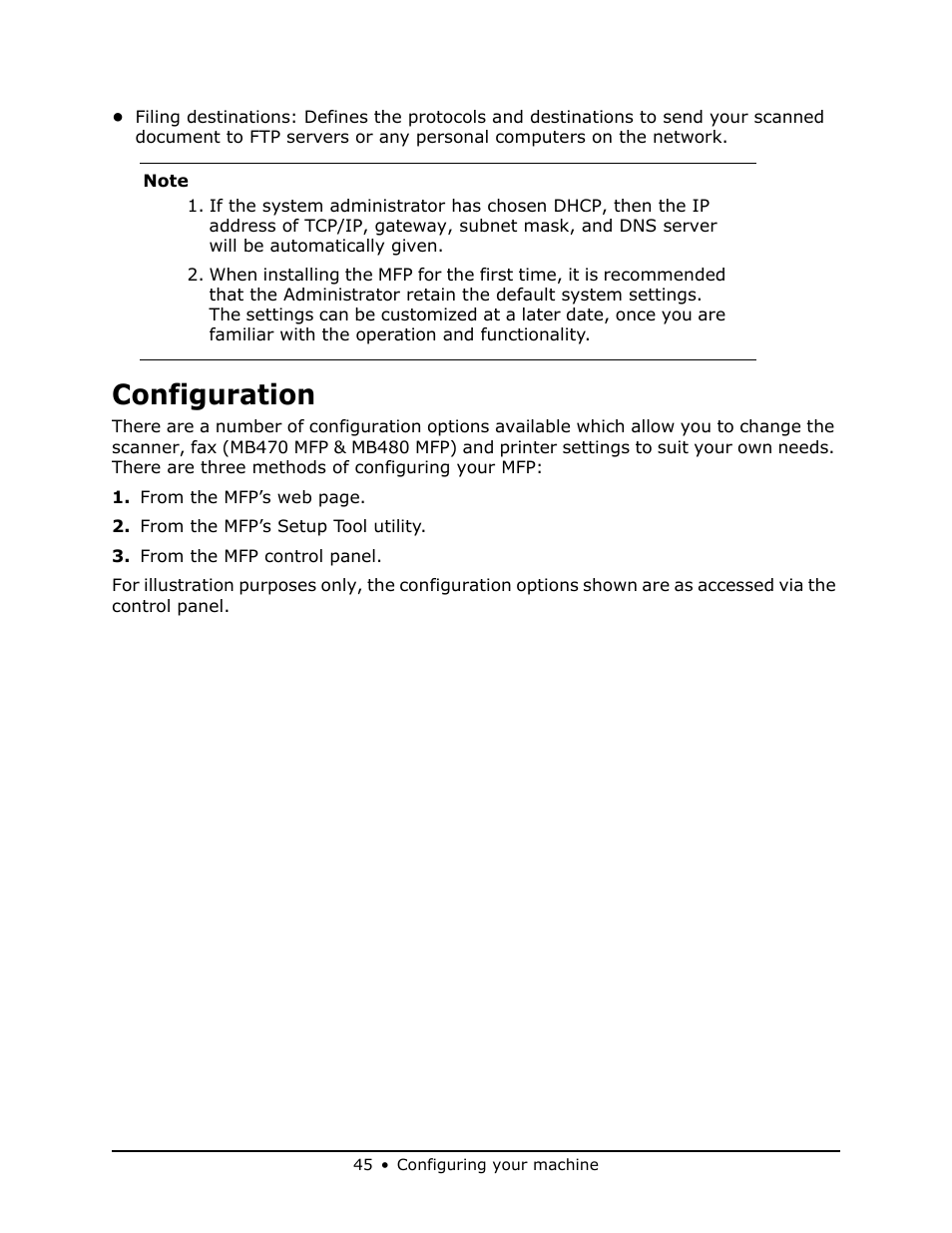 Configuration | Oki MB 460 User Manual | Page 45 / 179