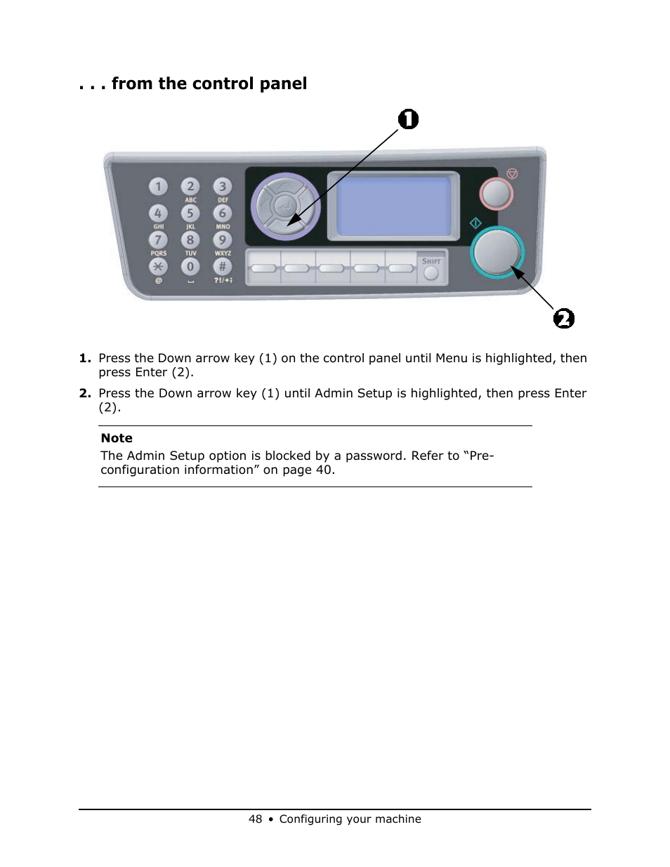 From the control panel | Oki MB 460 User Manual | Page 48 / 179