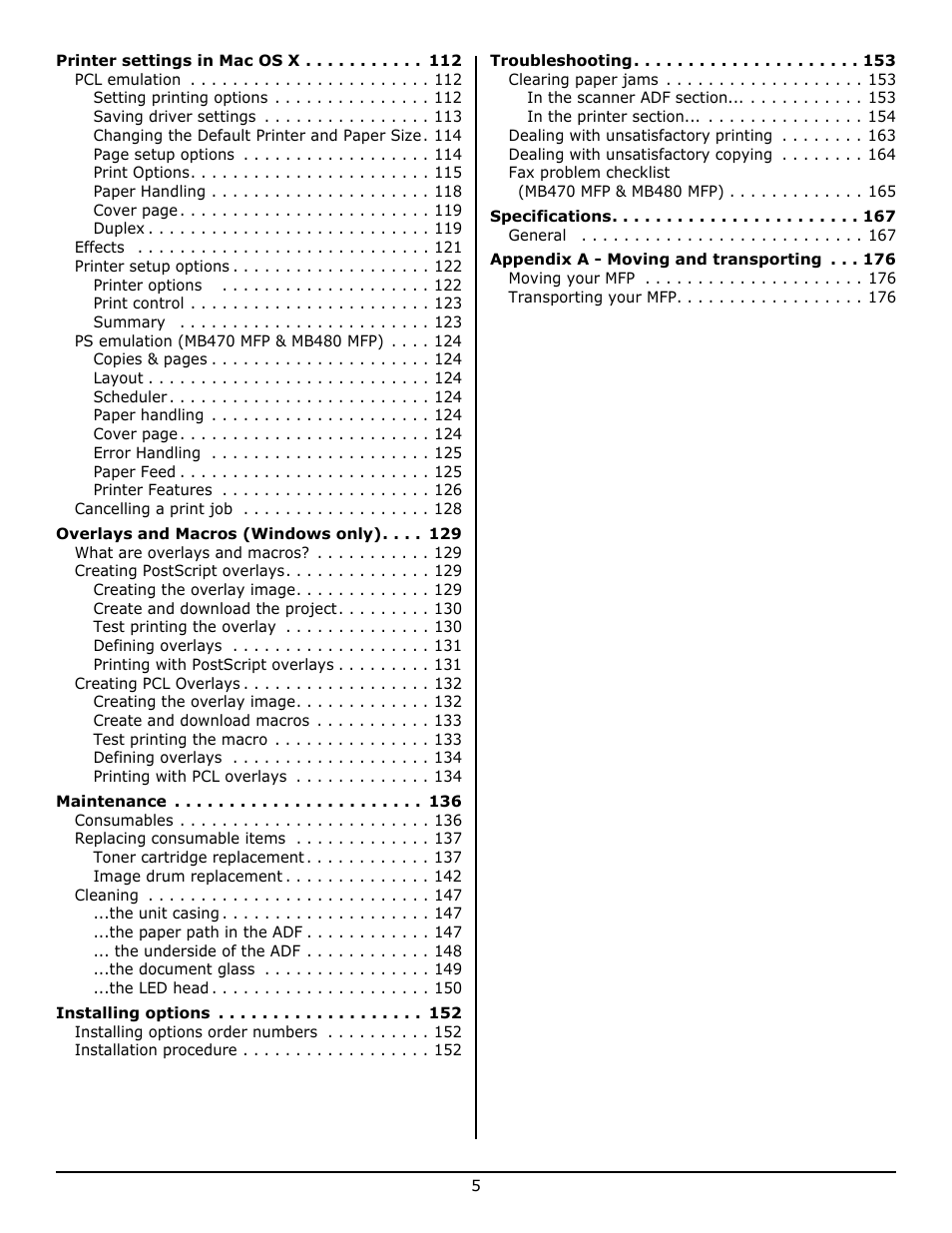 Oki MB 460 User Manual | Page 5 / 179