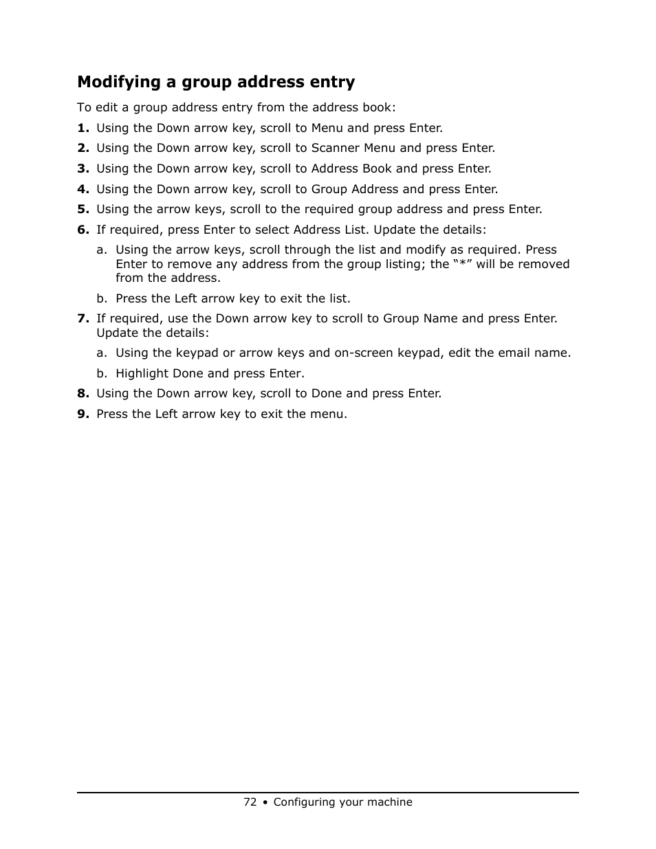 Modifying a group address entry | Oki MB 460 User Manual | Page 72 / 179
