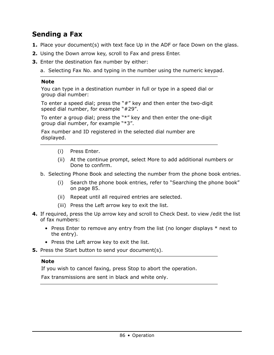 Sending a fax | Oki MB 460 User Manual | Page 86 / 179