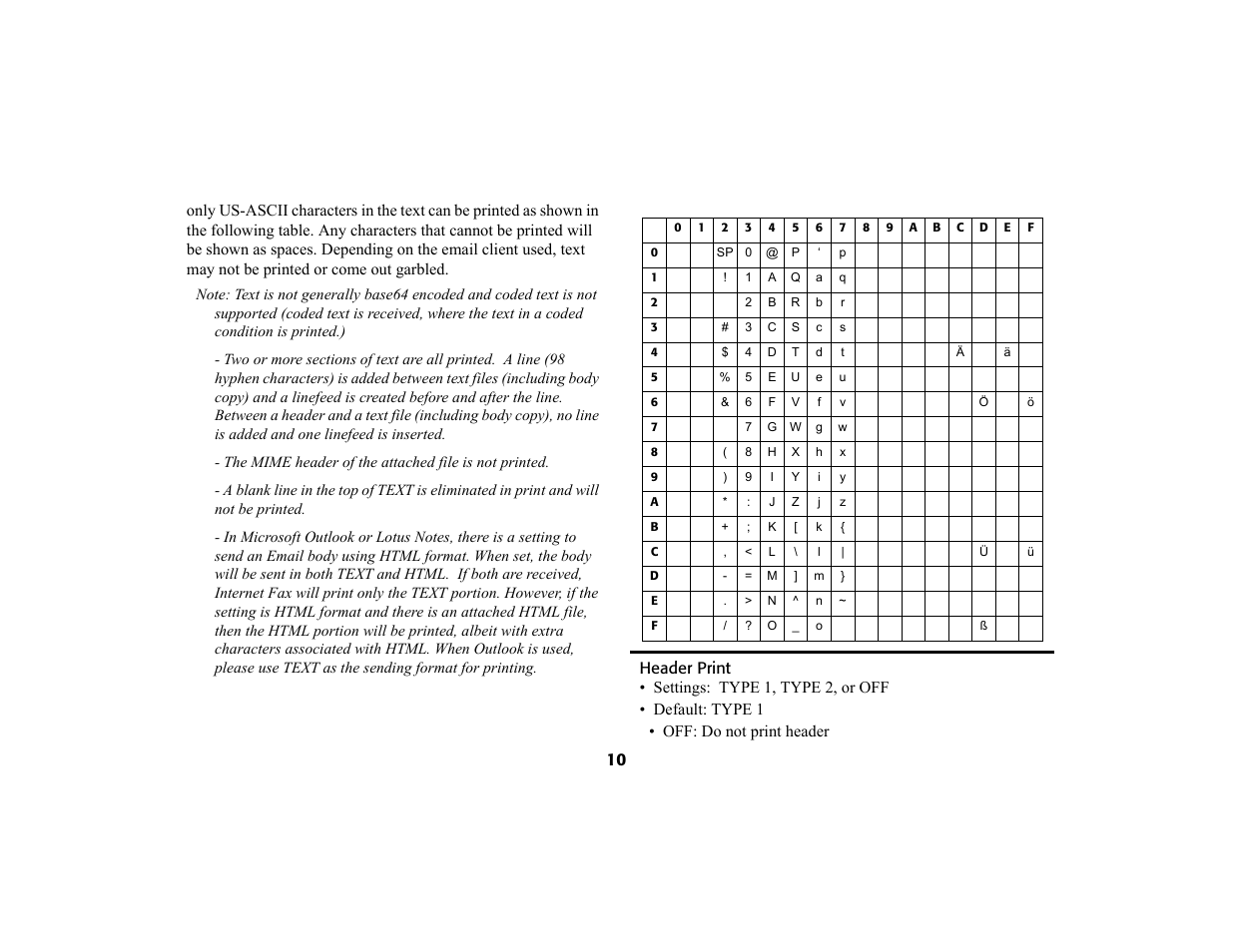 Header print, Header print 10 | Oki 4580 User Manual | Page 13 / 29