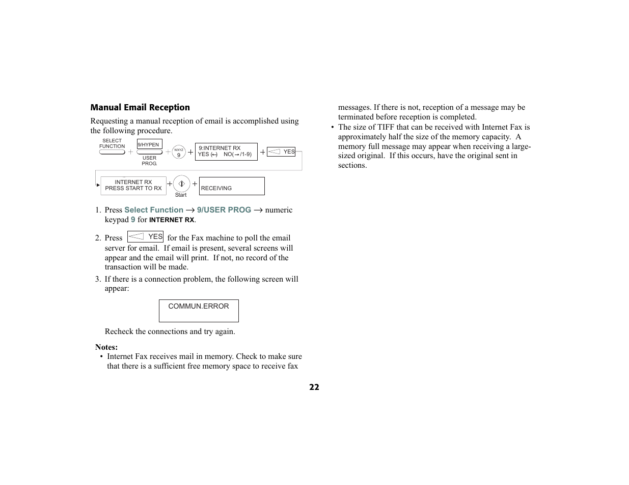 Manual email reception, Intern | Oki 4580 User Manual | Page 25 / 29