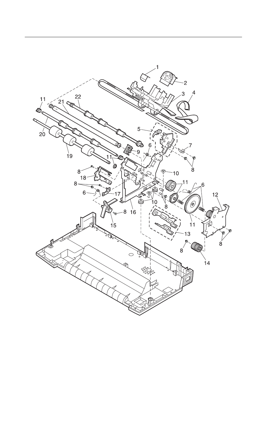 Assembly 2: carrier / paper feed right side | Oki B 2400 User Manual | Page 148 / 168