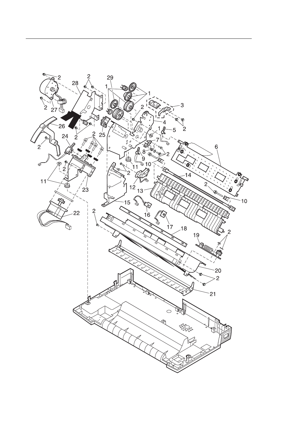 Assembly 3: carrier / paper feed left side | Oki B 2400 User Manual | Page 150 / 168