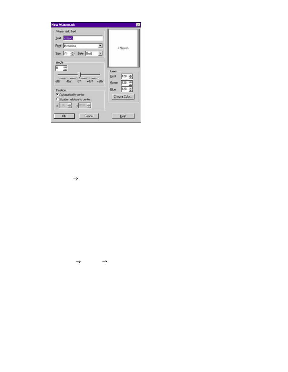 Printing using a watermark; windows me ps, Modifying a watermark: windows me ps | Oki C 9400 User Manual | Page 185 / 453